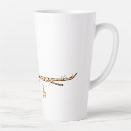 Twee Kleine Vogels Op Een Tak Latte Mok