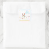 Twee Kleine Vogels Vierkante Sticker (Tas)