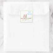 Twee Kleine Vogels Vierkante Sticker (Tas)