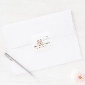 Twee Kleine Vogels Vierkante Sticker (Envelop)