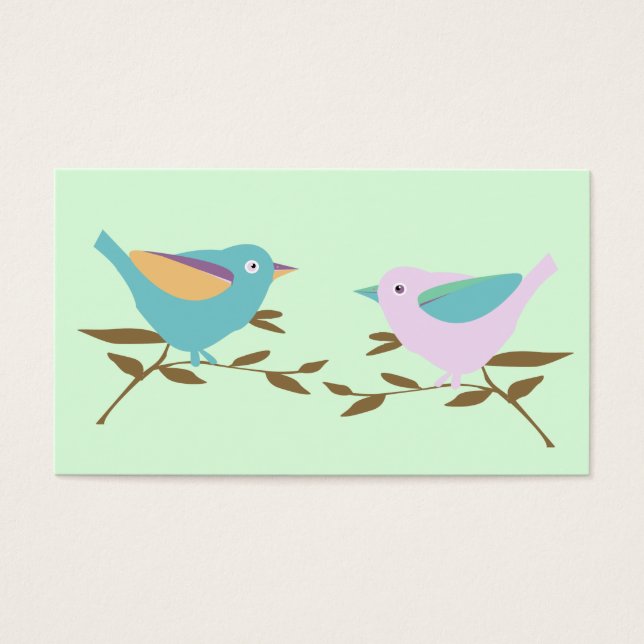 Twee kleine vogels visitekaartjes (Voorkant)