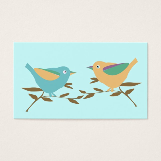 Twee kleine vogels visitekaartjes (Voorkant)