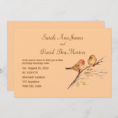 Twee kleine vogelsparren peach Brown Rustige Natuu Kaart (Voorkant / Achterkant)