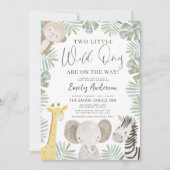 Twee kleine wilde dieren Safari Dieren Baby shower Kaart (Voorkant)