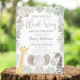 Twee kleine wilde dieren Safari Dieren Baby shower Kaart