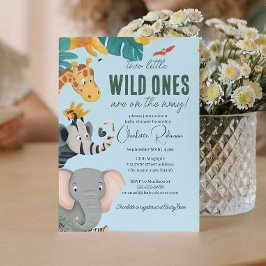 Twee kleine wilde eenden tweeling baby shower kaart