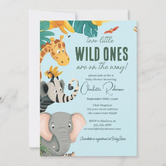 Twee kleine wilde eenden tweeling baby shower kaart (Voorkant)