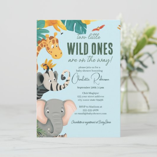 Twee kleine wilde eenden tweeling baby shower kaart (Staand voorkant)