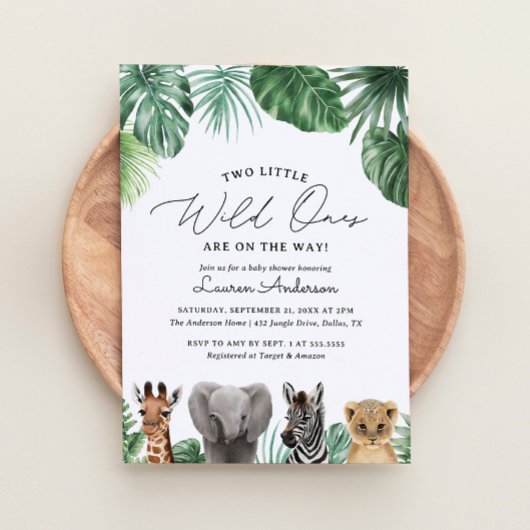 Twee Kleine Wilde Ones Op Weg Safari Baby Shower Kaart
