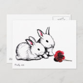 Twee kleine witte konijnen briefkaart (Voorkant / Achterkant)