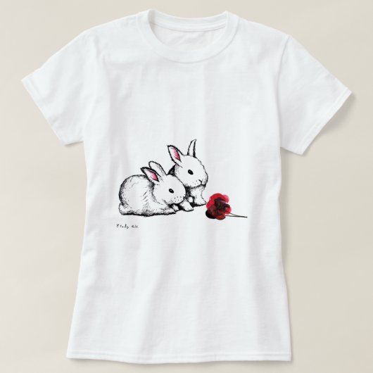 Twee kleine witte konijnen t-shirt (Design voorkant)