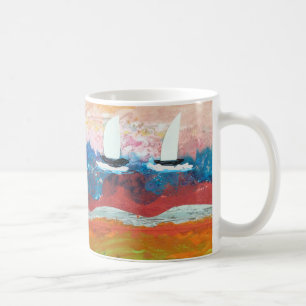 Twee kleine zeilboten koffiemok