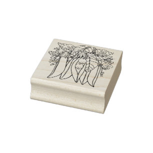 Twee kleine zoete erwten met tweelingse rubberstem rubberstempel