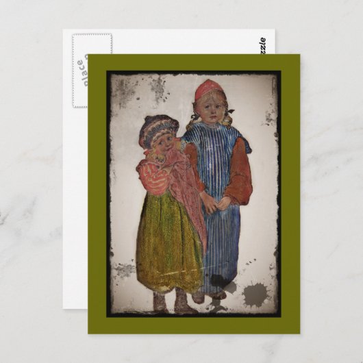 Twee kleine zussen 1906 briefkaart (Voorkant / Achterkant)