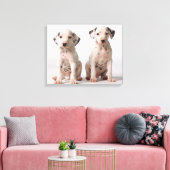Twee kleine zwarte en witte Dalmatische Puppies Canvas Afdruk (Insitu (Woonkamer))
