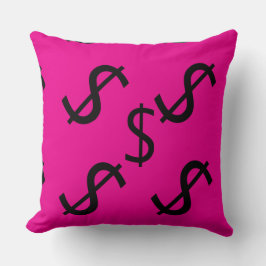 Twee Kleur Dollar $teken Roze Rood  Kussen
