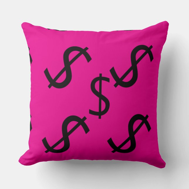 Twee Kleur Dollar $teken Roze Rood  Kussen (Voorkant)