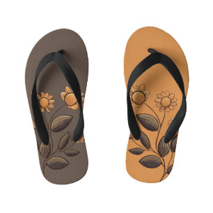 Twee kleuren gouden bloemen kinder teenslippers