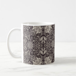 Twee kleuren  naadloos patroon. Contour arabi Koffiemok