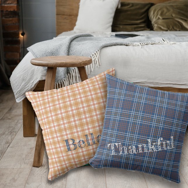 Twee kleuren Thanksgiving mix plaids personalisere Kussen (Creator heeft geüpload)