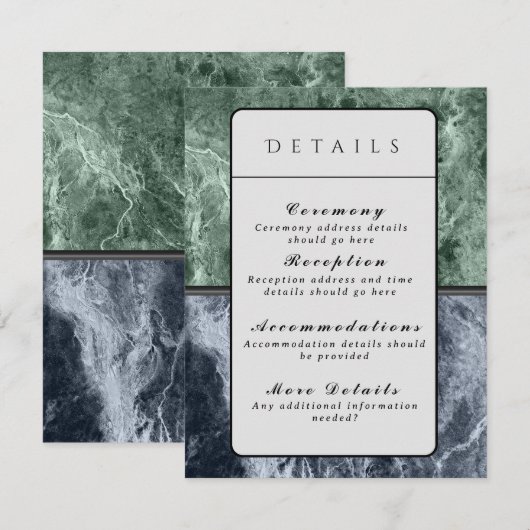 Twee kleurenmarmer-monogram - Details Kaart (Voorkant / Achterkant)