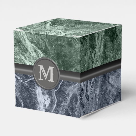 Twee kleurenmarmer-monogram - Kies uw kleuren Bedankdoosjes (Voorkant Zijde)