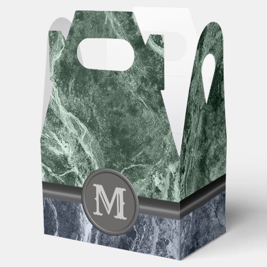 Twee kleurenmarmer-monogram - Kies uw kleuren Bedankdoosjes (Geopend)