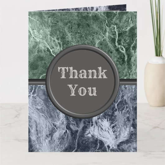 Twee kleurenmarmer-monogram - Kies uw kleuren Bedankkaart (Voorkant)