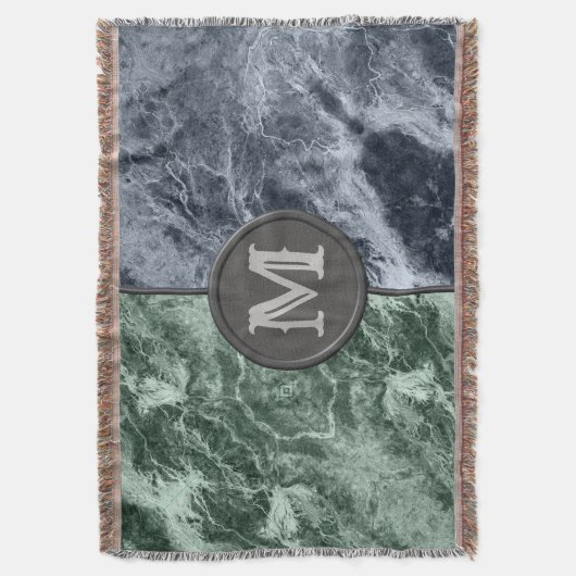 Twee kleurenmarmer-monogram - Kies uw kleuren Deken (Voorkant Verticaal)