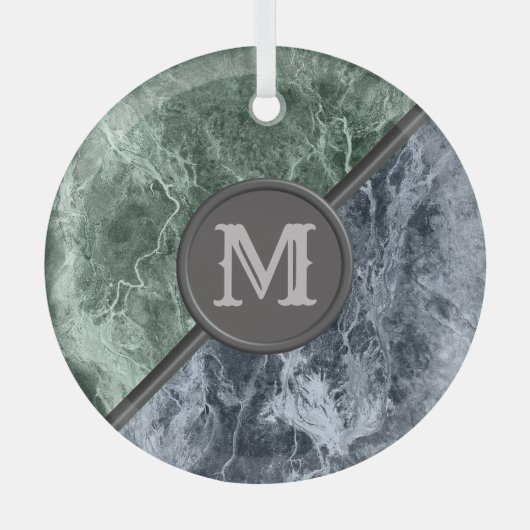 Twee kleurenmarmer-monogram - Kies uw kleuren Glas Ornament (Voorkant)