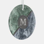 Twee kleurenmarmer-monogram - Kies uw kleuren Glas Ornament (Voorkant Rechts)