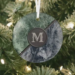 Twee kleurenmarmer-monogram - Kies uw kleuren Glas Ornament