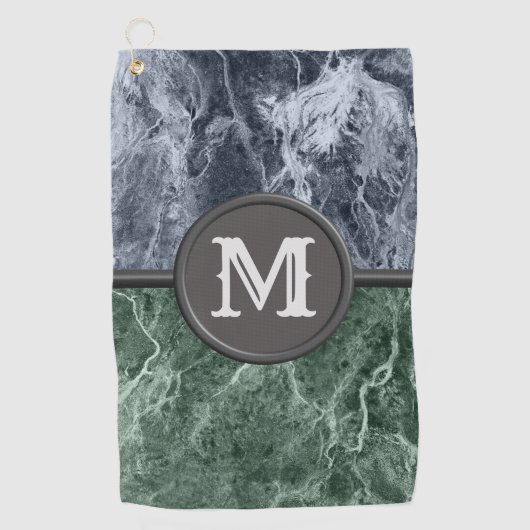Twee kleurenmarmer-monogram - Kies uw kleuren Golfhanddoek (Voorkant)