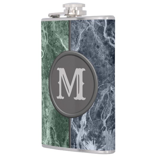 Twee kleurenmarmer-monogram - Kies uw kleuren Heupfles (Links)