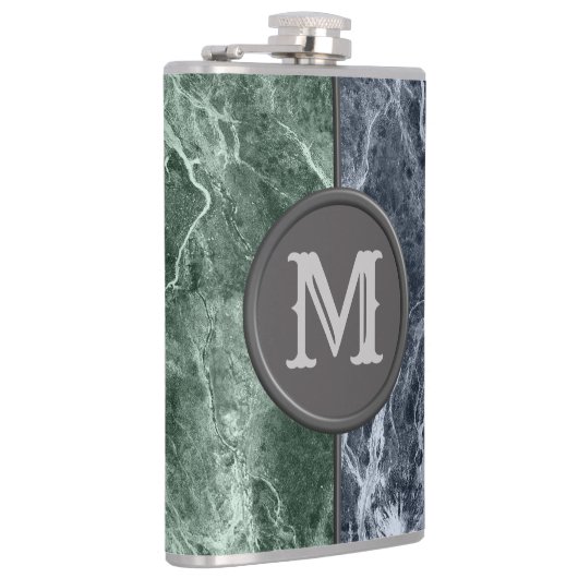 Twee kleurenmarmer-monogram - Kies uw kleuren Heupfles (Rechts)