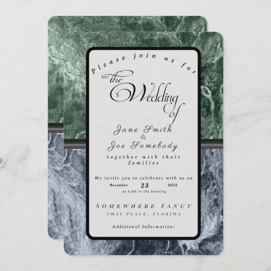 Twee kleurenmarmer-monogram - Kies uw kleuren Kaart (Voorkant / Achterkant)