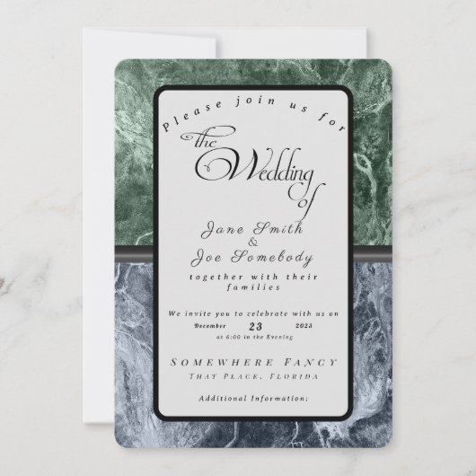 Twee kleurenmarmer-monogram - Kies uw kleuren Kaart (Voorkant)