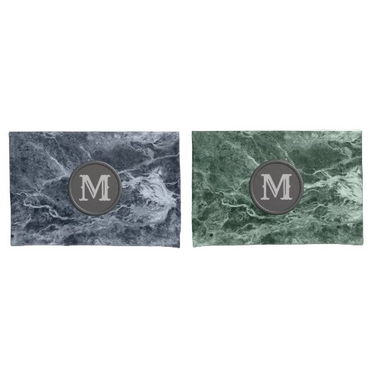 Twee kleurenmarmer-monogram - Kies uw kleuren Kussensloop (Voorkant-Set)