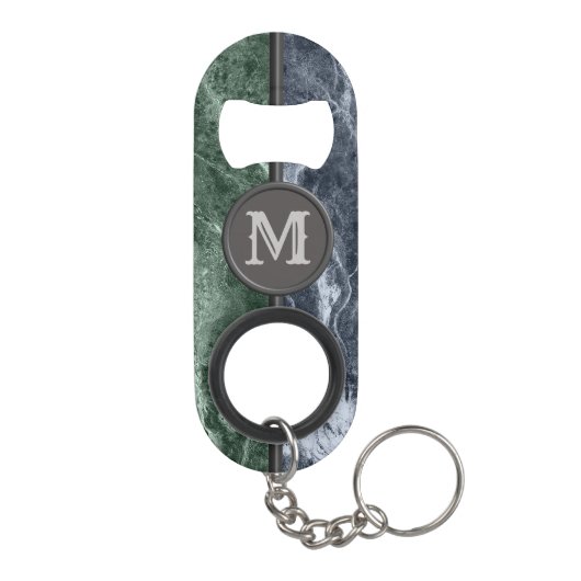 Twee kleurenmarmer-monogram - Kies uw kleuren Mini Flessenopener (Achterkant)