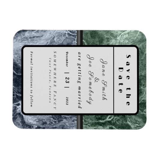 Twee kleurenmarmer-monogram - Kies uw kleuren Opsl Magneet (Horizontaal)