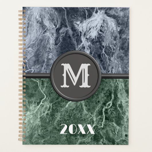 Twee kleurenmarmer-monogram - Kies uw kleuren Planner (Voorkant)