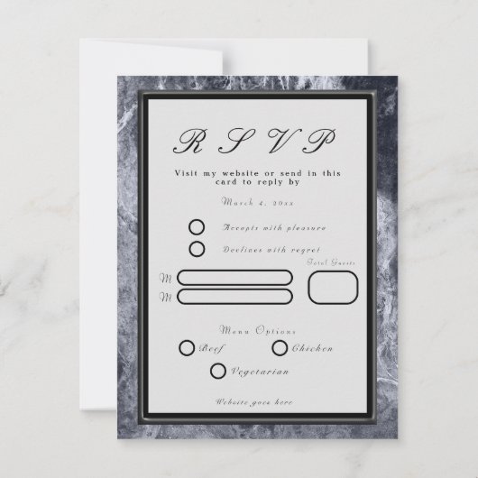 Twee kleurenmarmer-monogram - Kies uw kleuren RSVP Kaartje (Achterkant)