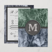 Twee kleurenmarmer-monogram - Kies uw kleuren RSVP Kaartje (Voorkant / Achterkant)