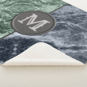 Twee kleurenmarmer-monogram - Kies uw kleuren Sherpa Deken (3/4)