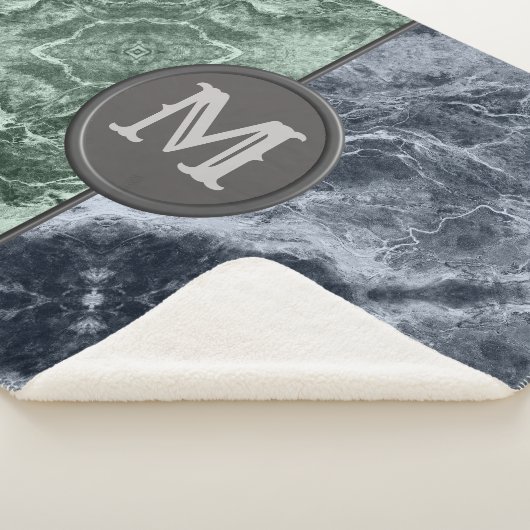 Twee kleurenmarmer-monogram - Kies uw kleuren Sherpa Deken (3/4)