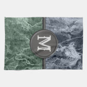 Twee kleurenmarmer-monogram - Kies uw kleuren Theedoek (Horizontaal)