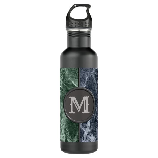 Twee kleurenmarmer-monogram - Kies uw kleuren Waterfles (Voorkant)