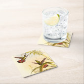 Twee kleurige Hummingvogels die op dezelfde bloem  Kartonnen Onderzetters (Insitu)