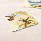 Twee kleurige Hummingvogels die op dezelfde bloem  Kartonnen Onderzetters (Schuin)