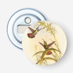 Twee kleurige Hummingvogels die op dezelfde trap w Button Flesopener